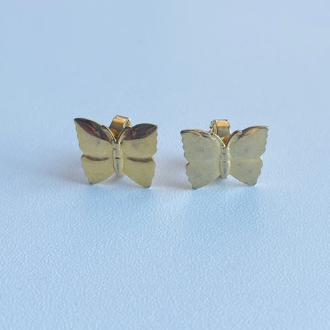 90s Gold Tone Butterfly Clip On Earrings
