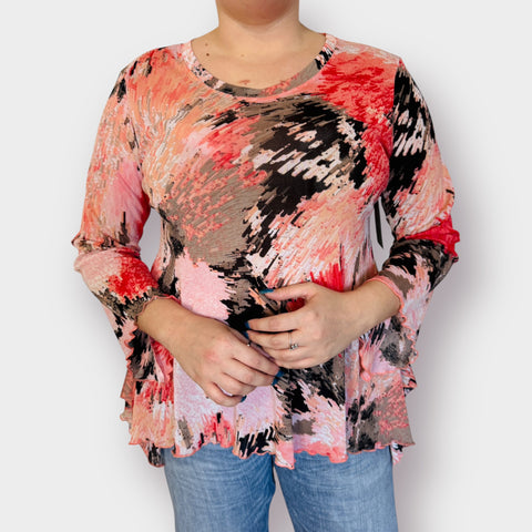 90s Vine Street Peach Black Mesh Top Size L