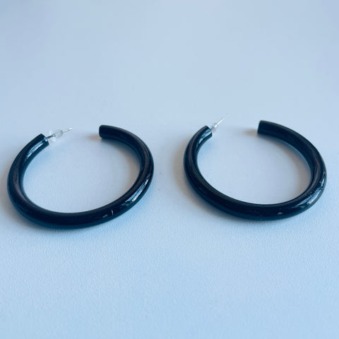 90s Black Hoop Earrings
