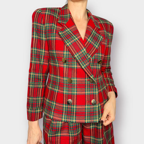 90s Amanda Smith Petites Plaid Shorts Suit Size S/M