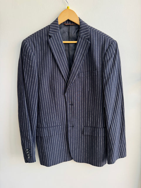 00s Perry Ellis Navy Pinstripe Blazer Size 38