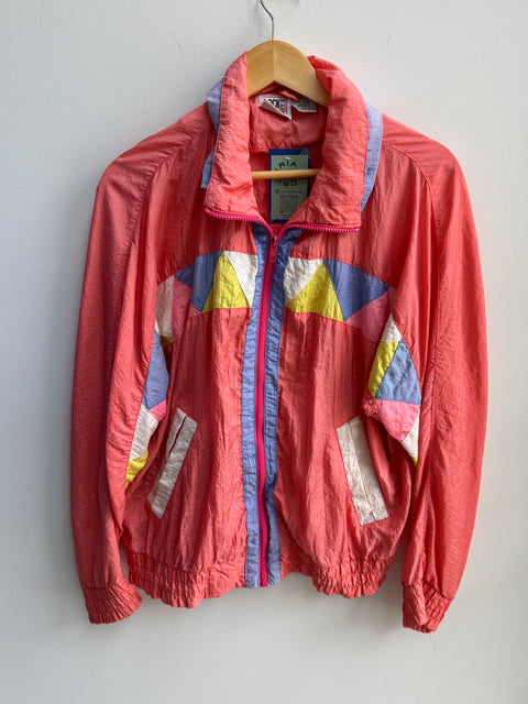 90s Rock Creek Casuals Pink Yellow Blue Windbreaker Jacket Size S