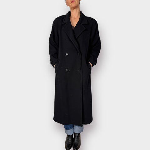 90s Andrea Collection Black Wool Overcoat Size 12