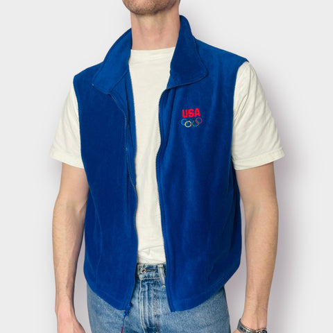 90s United States Olympic Committee Blue Fleece Vest