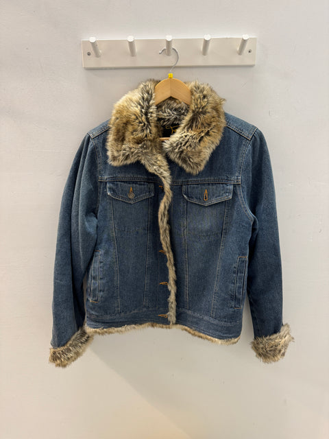 90s Fabio Faux Fur Denim Coat size M