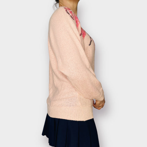 80s Pink Sequin Top Sweater