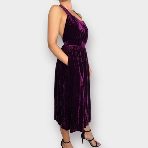 90s Eileen West Plum Velvet Dress Size S