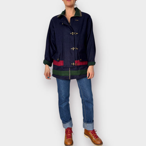 90s Maggie Lawrence Tri Color Wool Coat Size M
