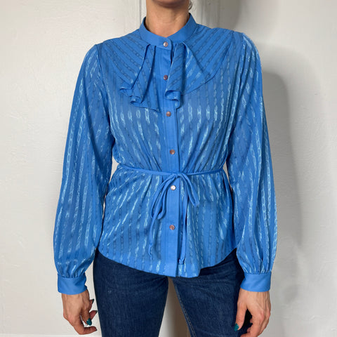 70s Montgomery Ward blue Blouse Size M/L