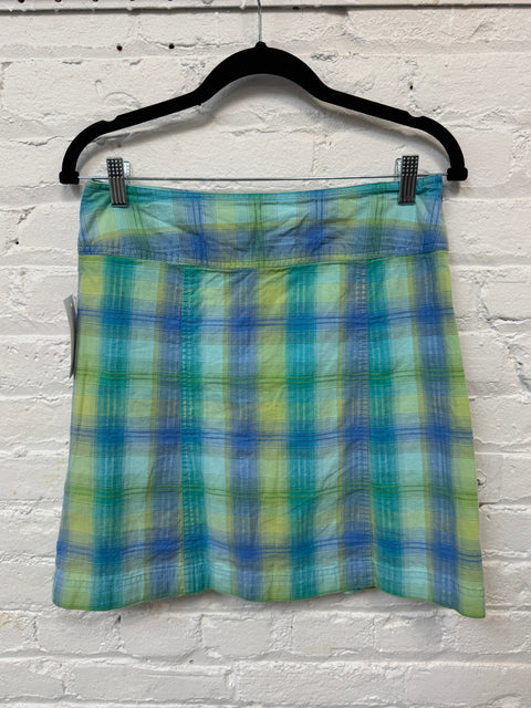 90s White Stagg Green Blue Plaid Skort Size S