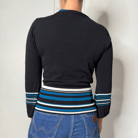Y2K Maxine Black Teal Crop Size M