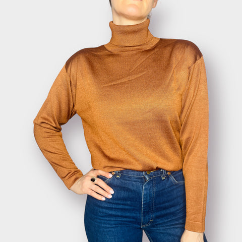 90s The Works Saks Fifth Ave Copper Silk Turtleneck