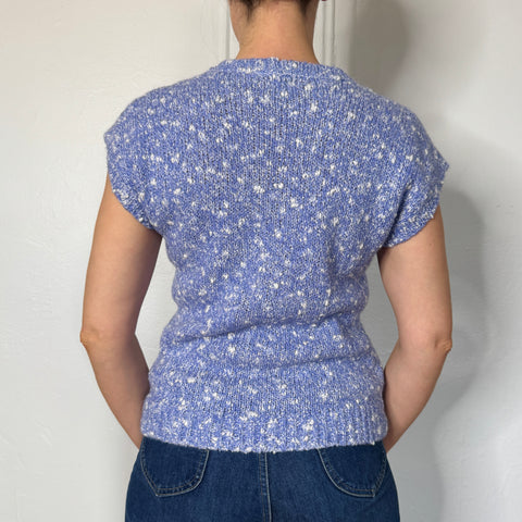 80s Pichet and Past Blue Capped Sleeve Sweater Vest Size S