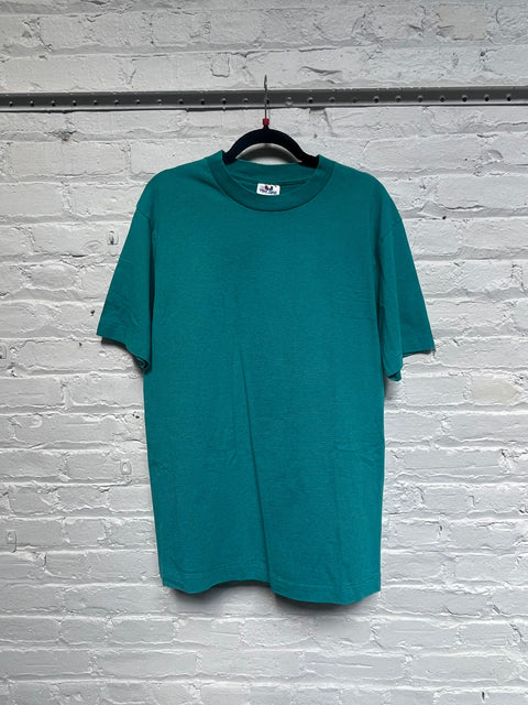 90s Tee Jay Teal Striped Shirt Size L