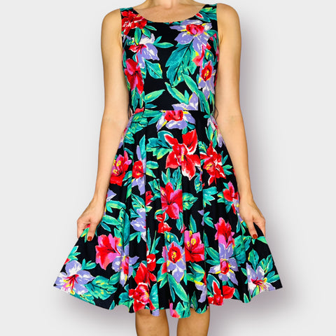 90s D.B.A.-L.A. Floral Party Dress Size S
