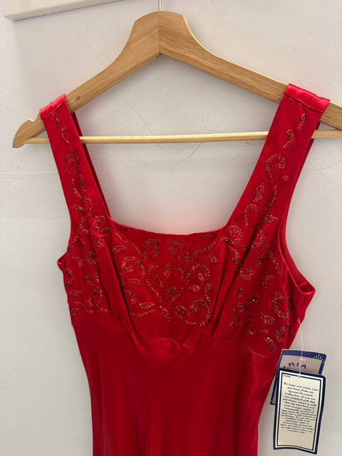 90s Be Smart Dead Stock Red Gown Size S