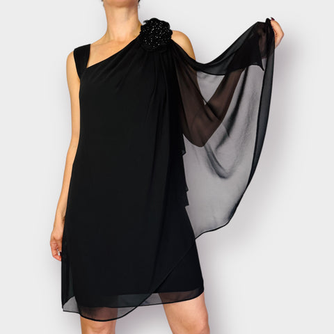 Y2K R&M Richards Black one shoulder drape dress Size M