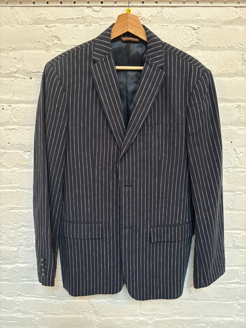 00s Perry Ellis Navy Pinstripe Blazer Size 38