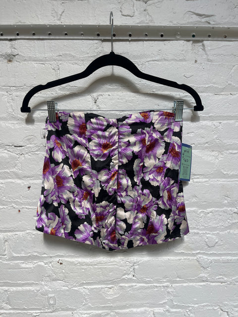 00s Purple Floral Corset Top Size L