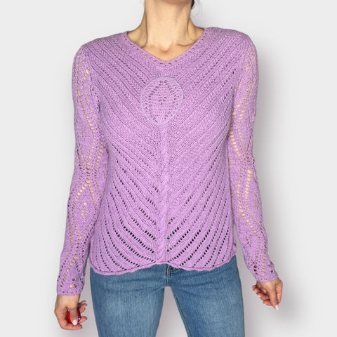 2000s Wintersilks Purple Crochet Top