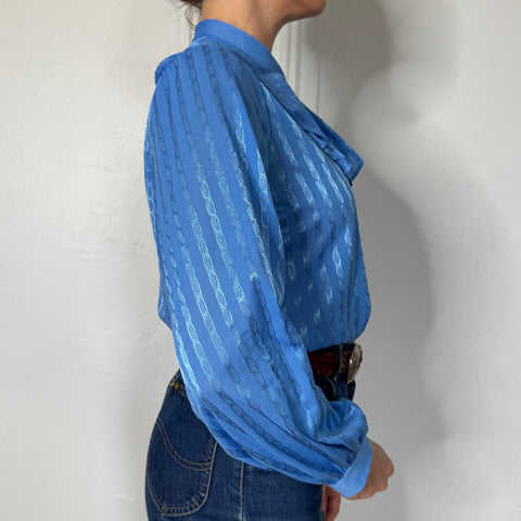 70s Montgomery Ward blue Blouse Size M/L