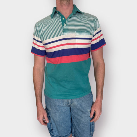 90s Knightsbridge Teal Blue Coral Polo Size M