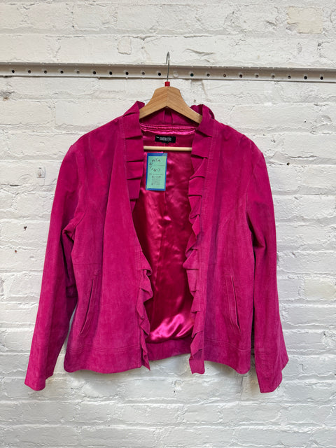 Y2K MetroStyle Pink Suede Jacket Size L