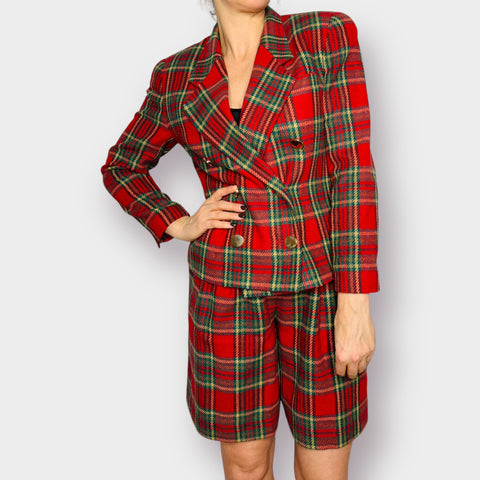 90s Amanda Smith Petites Plaid Shorts Suit Size S/M