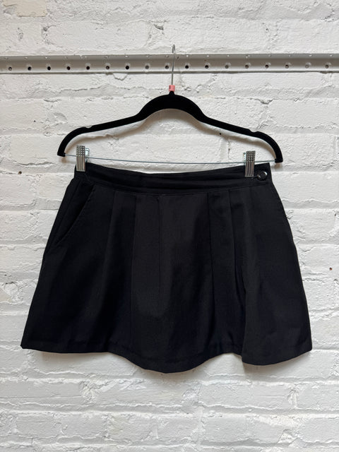 80s Black wool blend mini skirt Size S