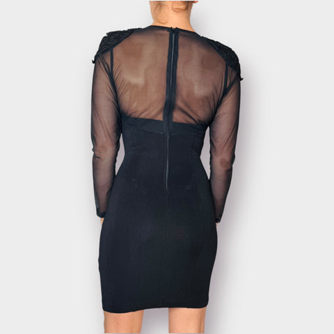 80s Tower Black Long Sleeve Mini Dress Size M