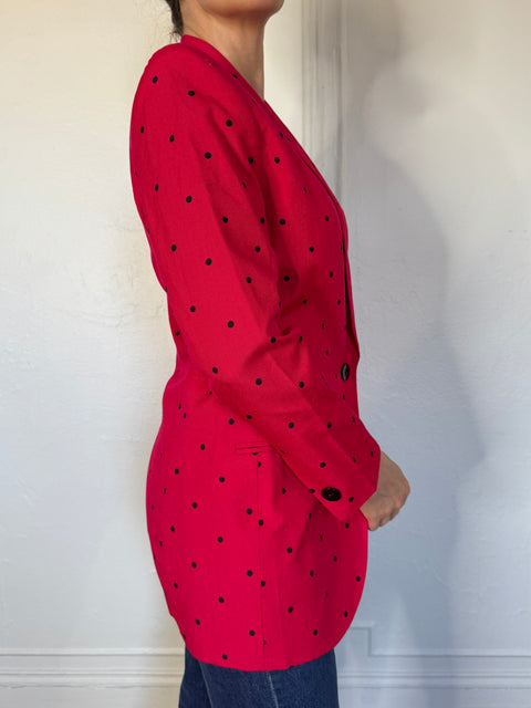 90s Lord & Taylor Pink Polka Dot Blazer size S