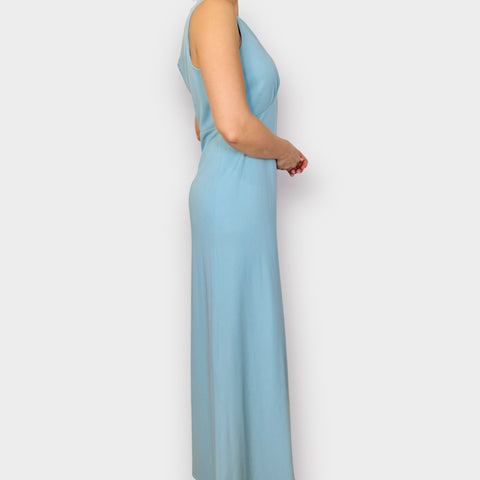 70s Montgomery Ward Blue Maxi Dress Size XL