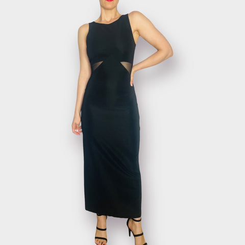 90s All That Jazz Black Mesh Cut out Dress