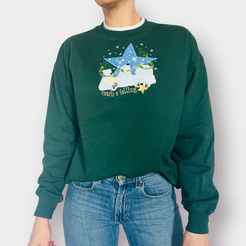90s Green Polar Bear Holiday Crewneck Size L