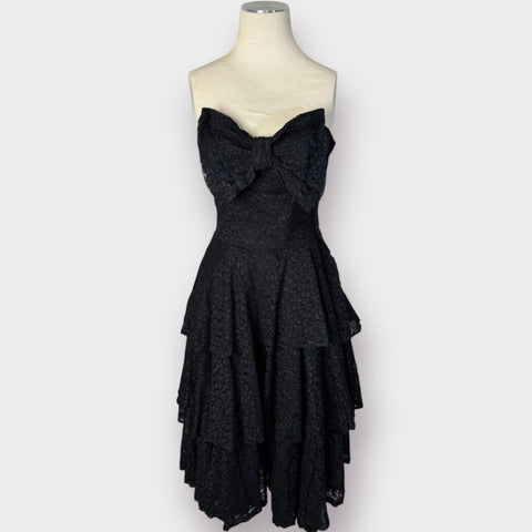 1950s Black Lace Strapless Cocktail Dress size Size XS