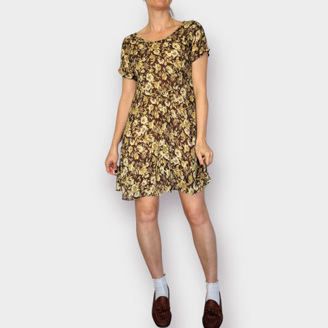 90s All That Jazz Brown Tan Dress Size M