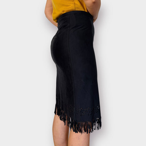 Y2K Bisou Bisou black fringe skirt Size M