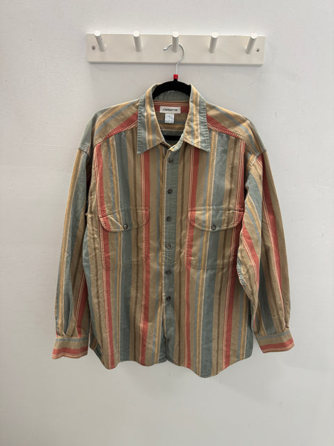 90s Claiborne Muted Striped Button Front size L