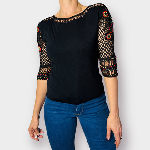 90s Joseph A. Crochet sleeve with Beads Size M