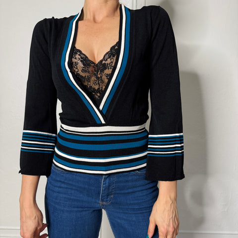 Y2K Maxine Black Teal Crop Size M