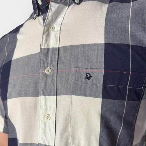 90s Christian Dior Navy Checkered Shirt