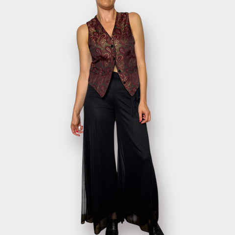 90s Georges Marciano Red Black Paisley Vest Size M