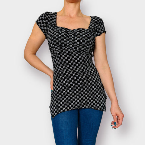 90s Dressbarn Black Silver Sparkle Top size M