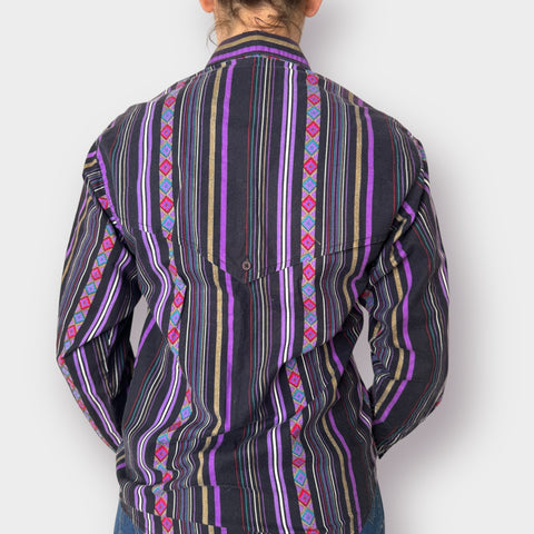 90s Wrangler purple striped Western Button Front Top Size M