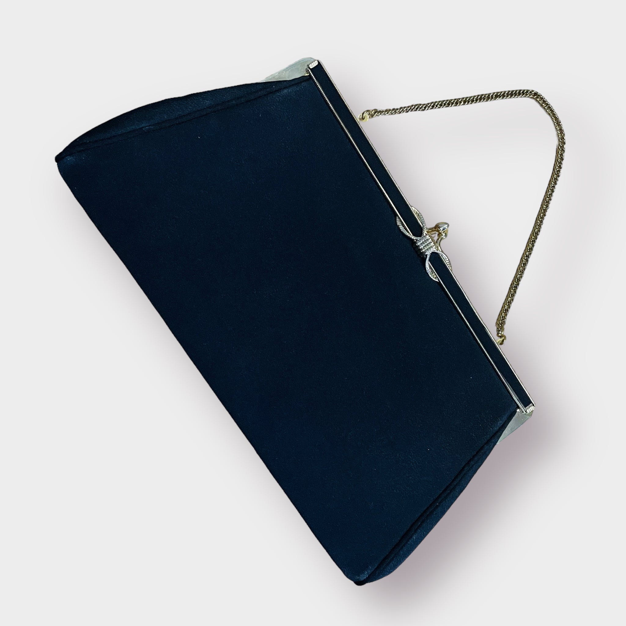 60s HL USA Black and Gold Handbag Clutch with Chain CRITERIA VINTAGE