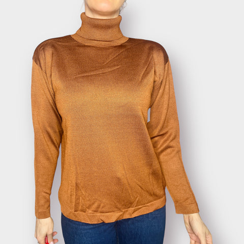 90s The Works Saks Fifth Ave Copper Silk Turtleneck