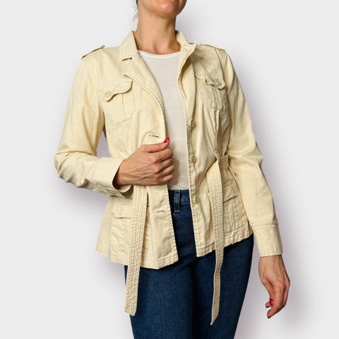Y2K French Cuff Khaki Belted Jacket Size L
