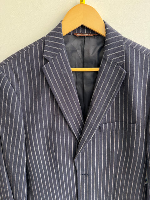 00s Perry Ellis Navy Pinstripe Blazer Size 38