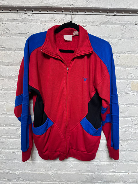 80s Spalding Red Blue Track Jacket Size M