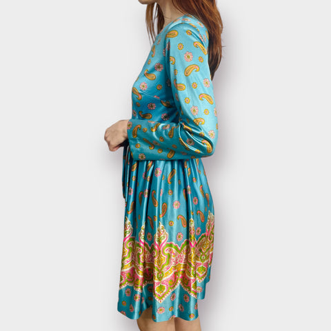60s Sears at Home Wear Teal and Multicolor Set Size XS/S